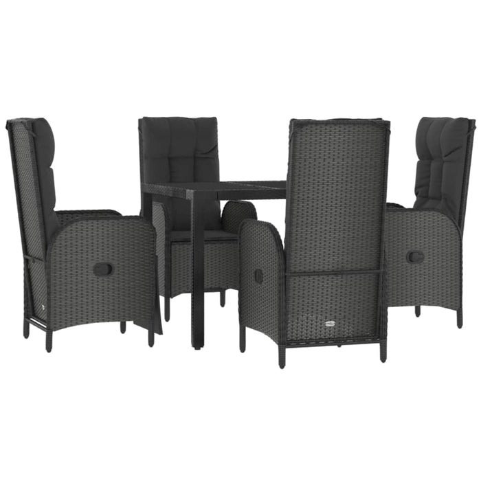 Set mobilier de grădină cu perne, 5 piese, negru, poliratan - WALTI WALTI
