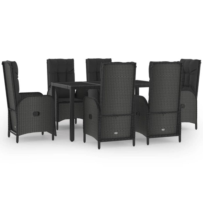 Set mobilier de grădină cu perne, 7 piese, negru, poliratan - WALTI WALTI