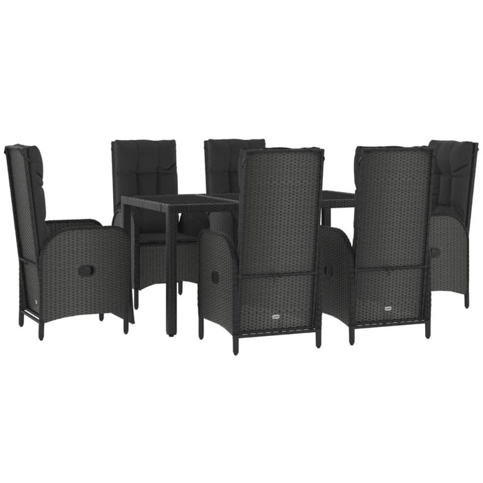 Set mobilier de grădină cu perne, 7 piese, negru, poliratan - WALTI WALTI