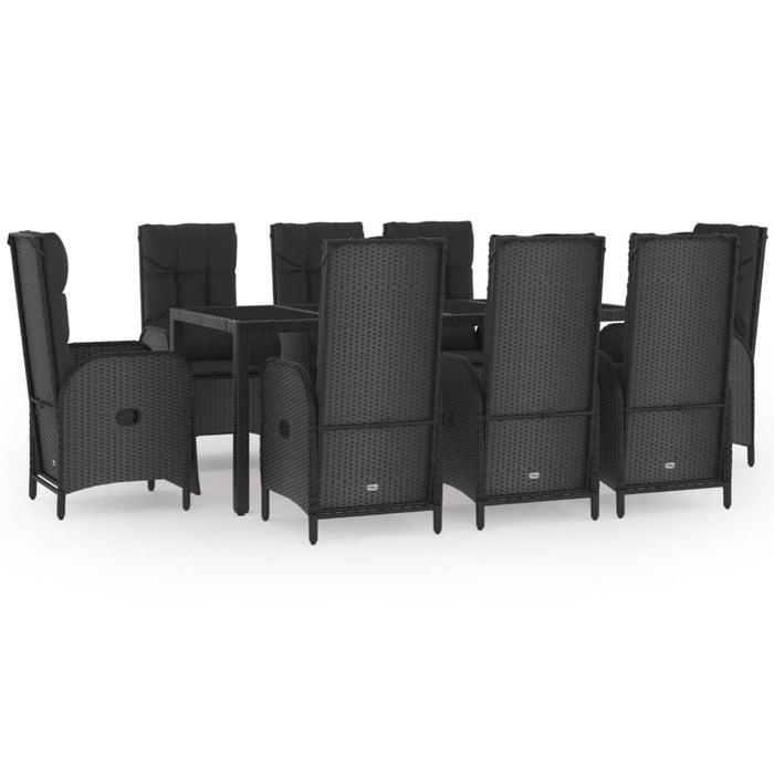 Set mobilier de grădină cu perne, 9 piese, negru, poliratan - WALTI WALTI