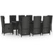 Set mobilier de grădină cu perne, 9 piese, negru, poliratan - WALTI WALTI
