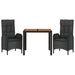 Set mobilier de grădină cu perne, 3 piese, negru, poliratan - WALTI WALTI