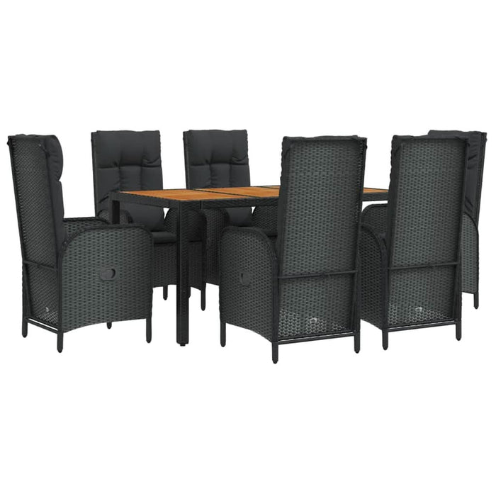 Set mobilier de grădină cu perne, 7 piese, negru, poliratan - WALTI WALTI