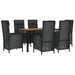 Set mobilier de grădină cu perne, 7 piese, negru, poliratan - WALTI WALTI