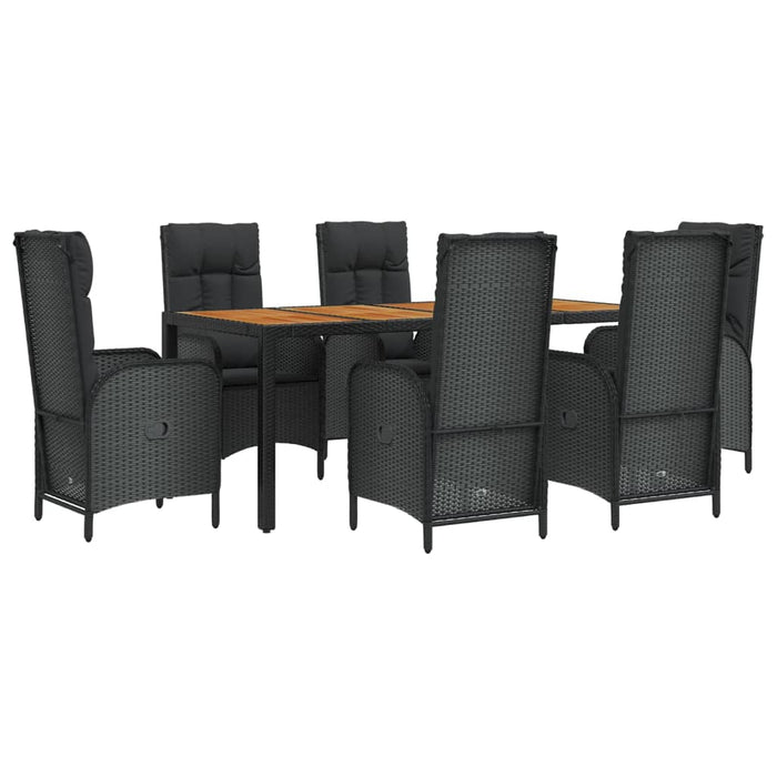 Set mobilier de grădină cu perne, 7 piese, negru, poliratan - WALTI WALTI