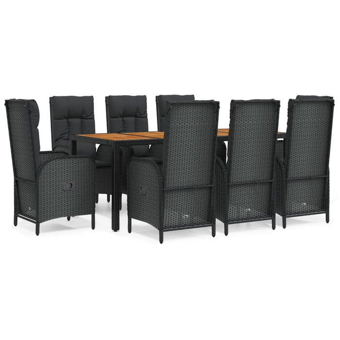 Set mobilier de grădină cu perne, 9 piese, negru, poliratan - WALTI WALTI