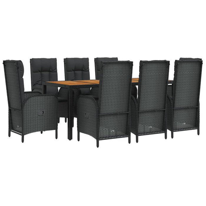 Set mobilier de grădină cu perne, 9 piese, negru, poliratan - WALTI WALTI