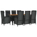 Set mobilier de grădină cu perne, 9 piese, negru, poliratan - WALTI WALTI