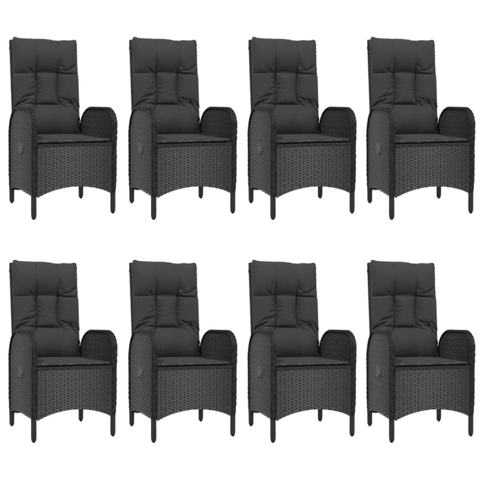 Set mobilier de grădină cu perne, 9 piese, negru, poliratan - WALTI WALTI