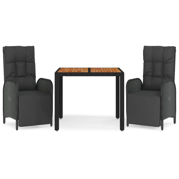 Set mobilier de grădină cu perne, 3 piese, negru, poliratan - WALTI WALTI