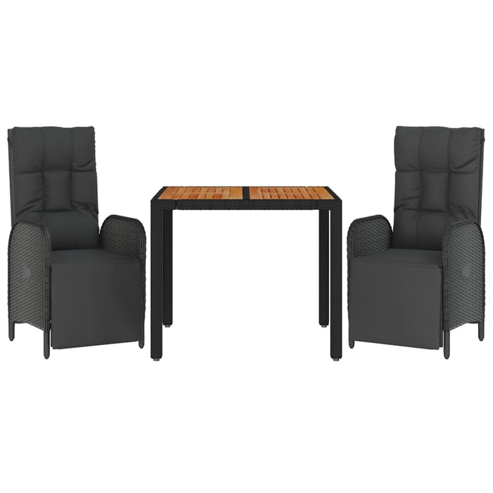 Set mobilier de grădină cu perne, 3 piese, negru, poliratan - WALTI WALTI