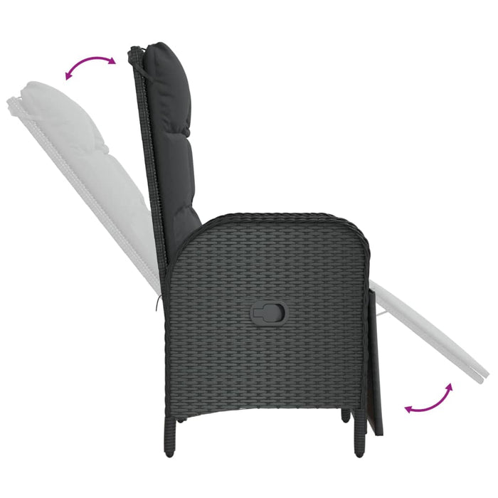 Set mobilier de grădină cu perne, 3 piese, negru, poliratan - WALTI WALTI
