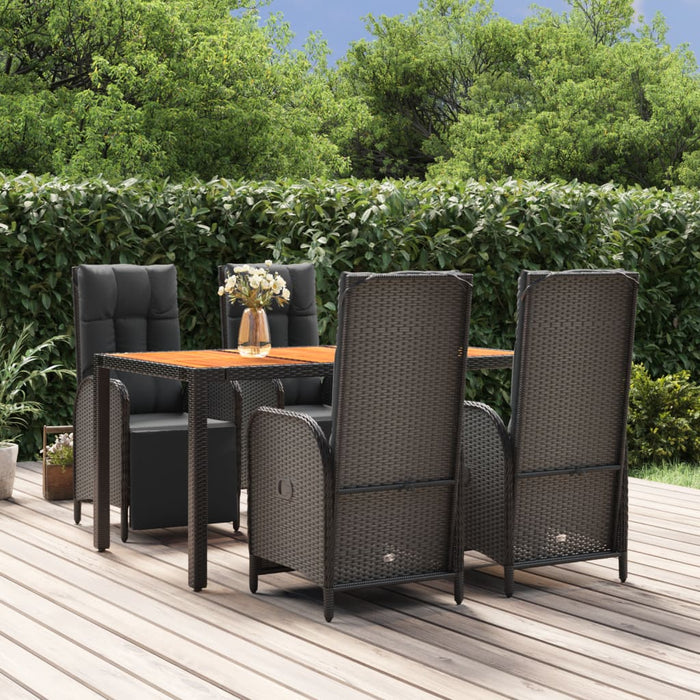 Set mobilier de grădină cu perne, 5 piese, negru, poliratan - WALTI WALTI