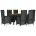 Set mobilier de grădină cu perne, 7 piese, negru, poliratan - WALTI WALTI