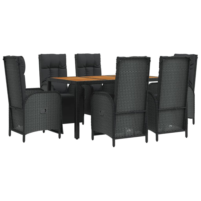 Set mobilier de grădină cu perne, 7 piese, negru, poliratan - WALTI WALTI