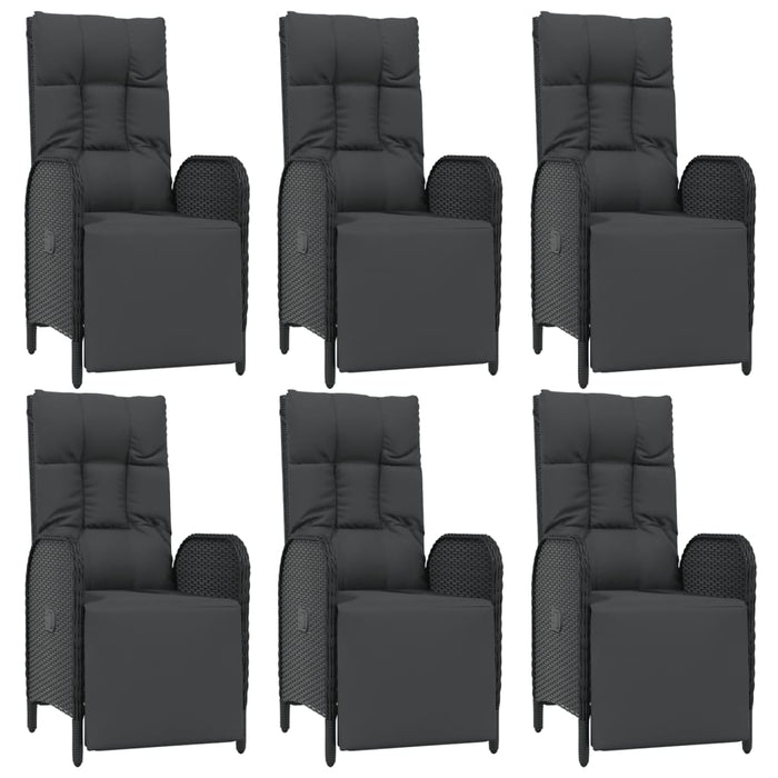 Set mobilier de grădină cu perne, 7 piese, negru, poliratan - WALTI WALTI