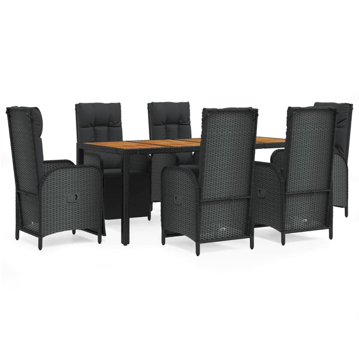 Set mobilier de grădină cu perne, 7 piese, negru, poliratan - WALTI WALTI