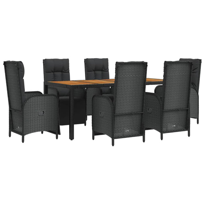 Set mobilier de grădină cu perne, 7 piese, negru, poliratan - WALTI WALTI