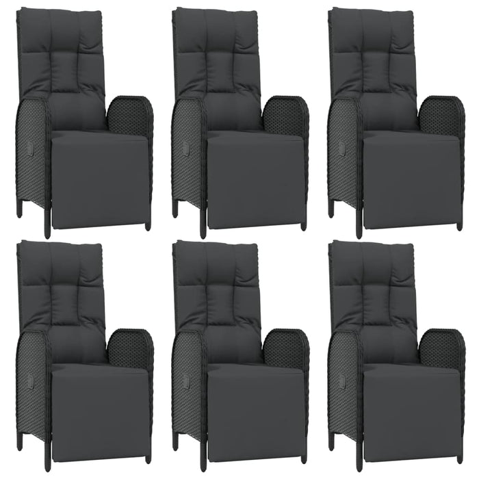 Set mobilier de grădină cu perne, 7 piese, negru, poliratan - WALTI WALTI