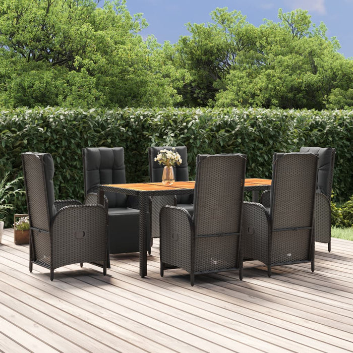 Set mobilier de grădină cu perne, 7 piese, negru, poliratan - WALTI WALTI