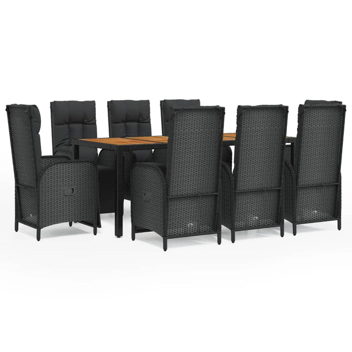 Set mobilier de grădină cu perne, 9 piese, negru, poliratan - WALTI WALTI