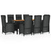 Set mobilier de grădină cu perne, 9 piese, negru, poliratan - WALTI WALTI