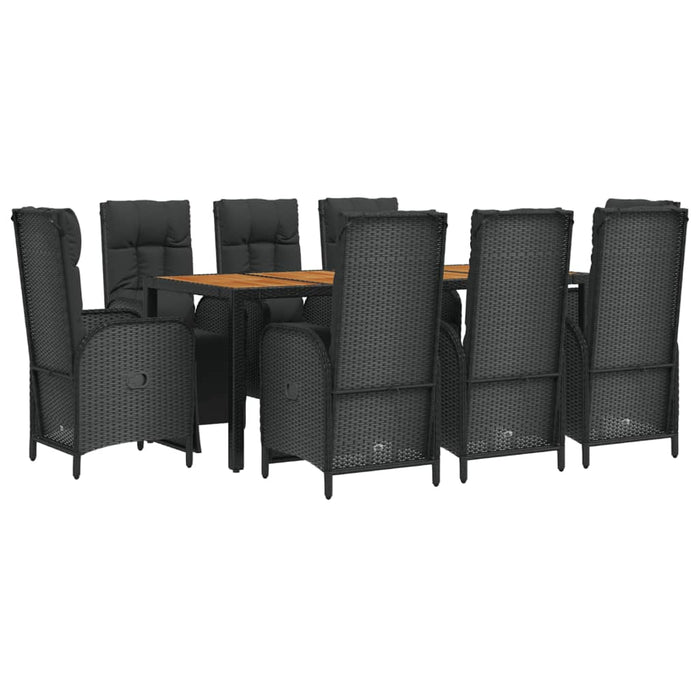 Set mobilier de grădină cu perne, 9 piese, negru, poliratan - WALTI WALTI
