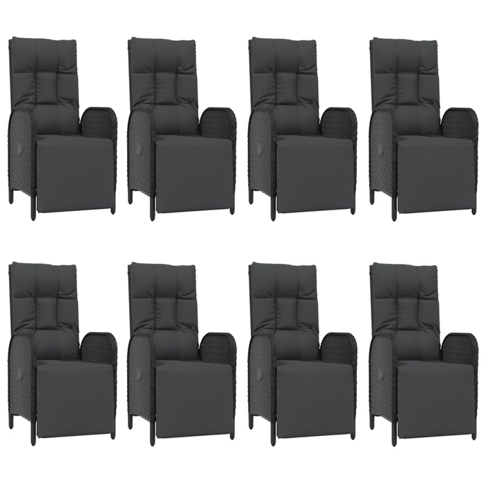 Set mobilier de grădină cu perne, 9 piese, negru, poliratan - WALTI WALTI