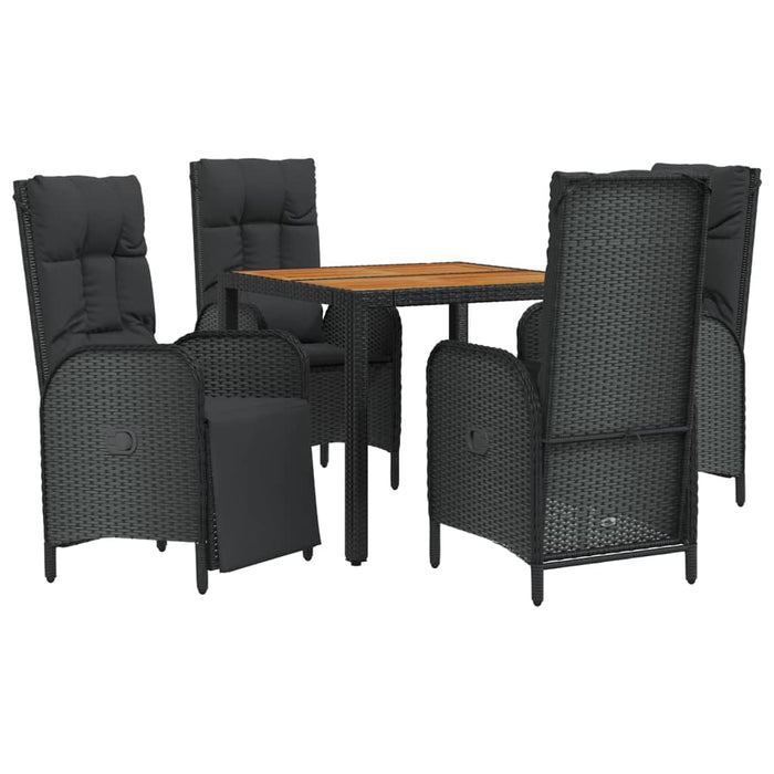 Set mobilier de grădină cu perne, 5 piese, negru, poliratan WALTI