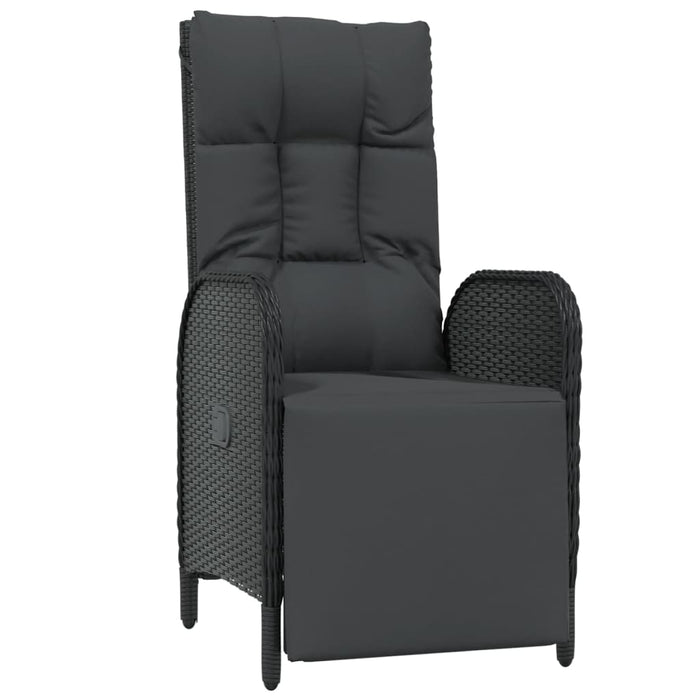 Set mobilier de grădină cu perne, 5 piese, negru, poliratan WALTI