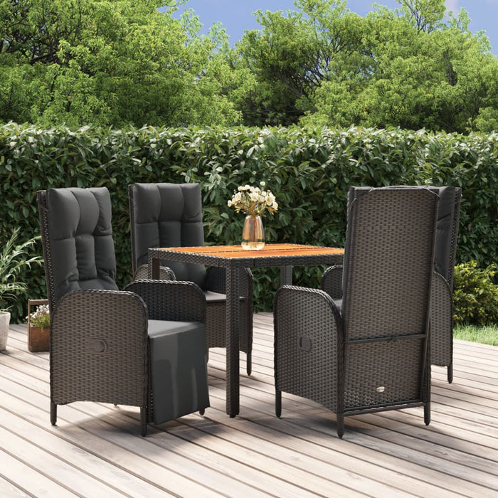 Set mobilier de grădină cu perne, 5 piese, negru, poliratan WALTI