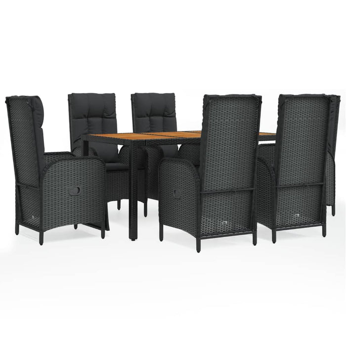 Set mobilier de grădină cu perne, 7 piese, negru, poliratan - WALTI WALTI