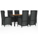 Set mobilier de grădină cu perne, 7 piese, negru, poliratan - WALTI WALTI