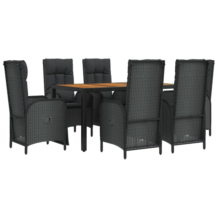 Set mobilier de grădină cu perne, 7 piese, negru, poliratan - WALTI WALTI