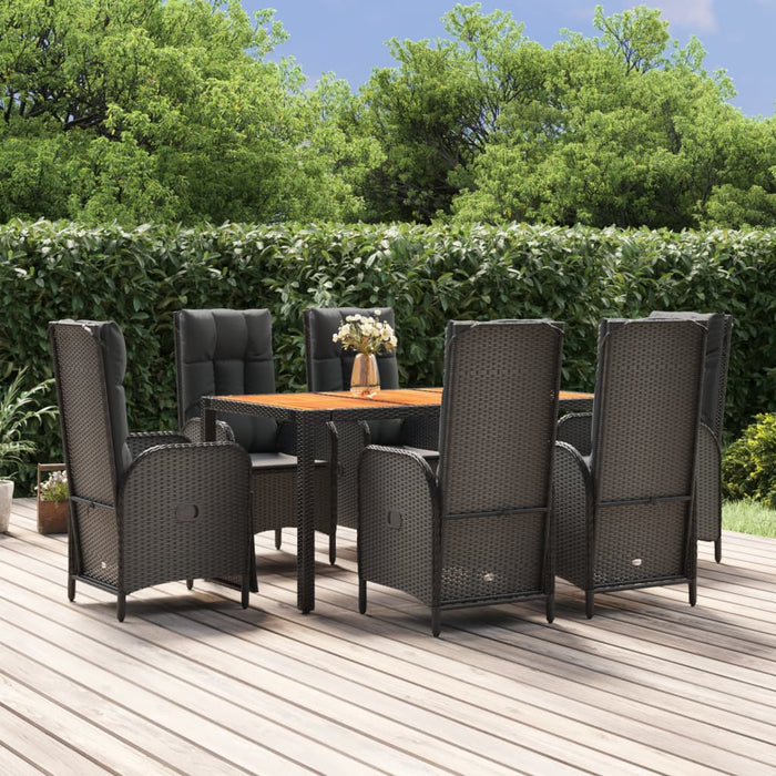 Set mobilier de grădină cu perne, 7 piese, negru, poliratan - WALTI WALTI