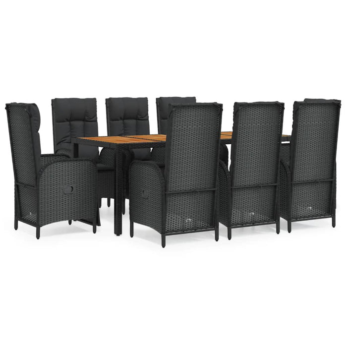 Set mobilier de grădină cu perne, 9 piese, negru, poliratan - WALTI WALTI