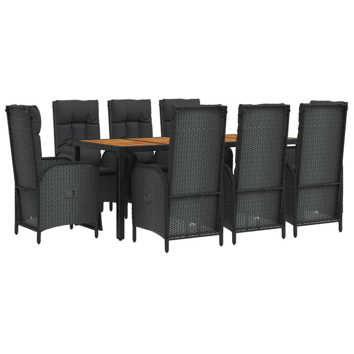 Set mobilier de grădină cu perne, 9 piese, negru, poliratan - WALTI WALTI