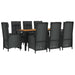 Set mobilier de grădină cu perne, 9 piese, negru, poliratan - WALTI WALTI