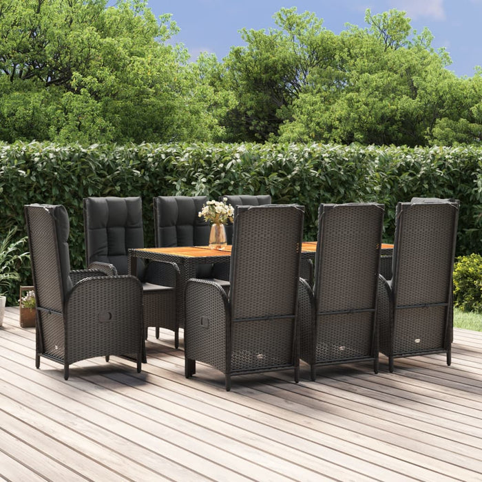 Set mobilier de grădină cu perne, 9 piese, negru, poliratan - WALTI WALTI