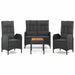 Set mobilier de grădină cu perne, 4 piese, negru, poliratan - WALTI WALTI
