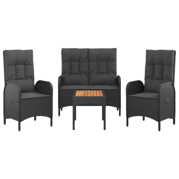 Set mobilier de grădină cu perne, 4 piese, negru, poliratan - WALTI WALTI