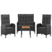 Set mobilier de grădină cu perne, 4 piese, negru, poliratan - WALTI WALTI