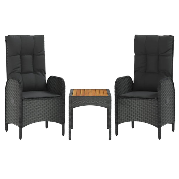 Set mobilier de grădină cu perne, 4 piese, negru, poliratan - WALTI WALTI