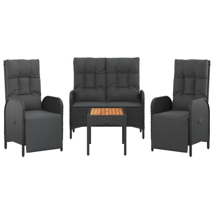Set mobilier de grădină cu perne, 4 piese, negru, poliratan - WALTI WALTI