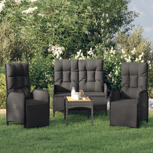 Set mobilier de grădină cu perne, 4 piese, negru, poliratan - WALTI WALTI