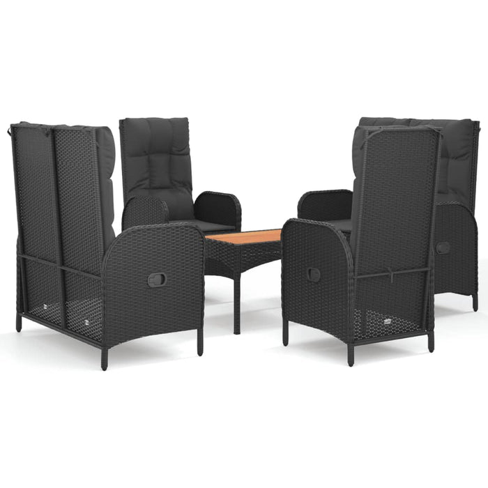 Set mobilier de grădină cu perne, 5 piese, negru, poliratan WALTI