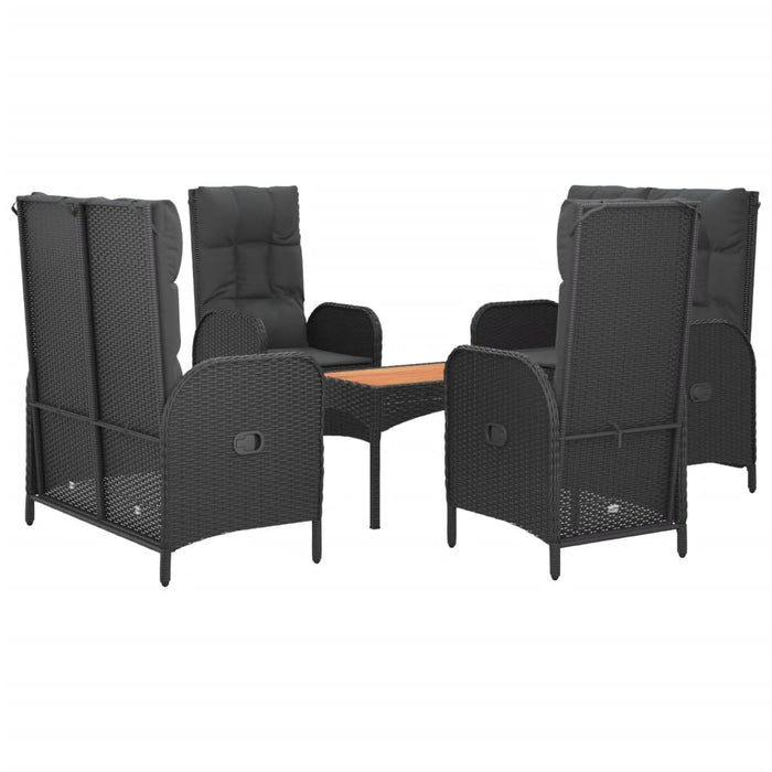 Set mobilier de grădină cu perne, 5 piese, negru, poliratan WALTI