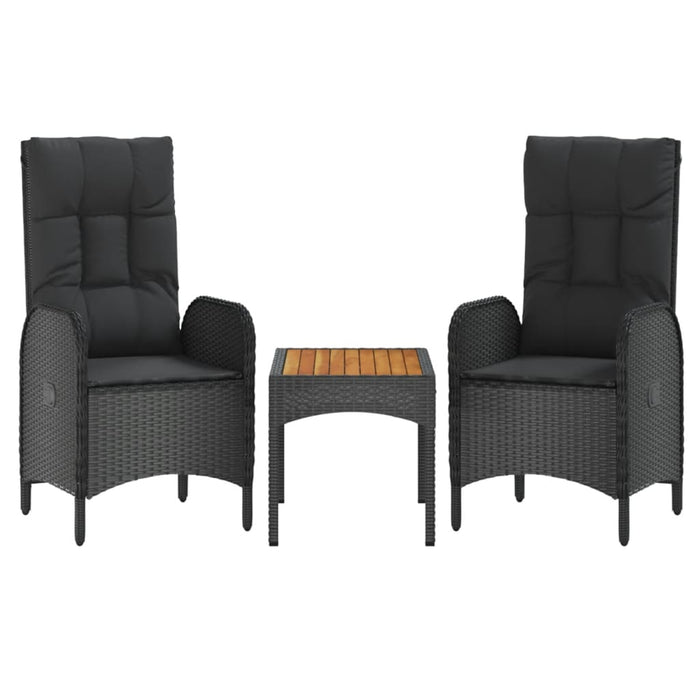 Set mobilier de grădină cu perne, 5 piese, negru, poliratan WALTI