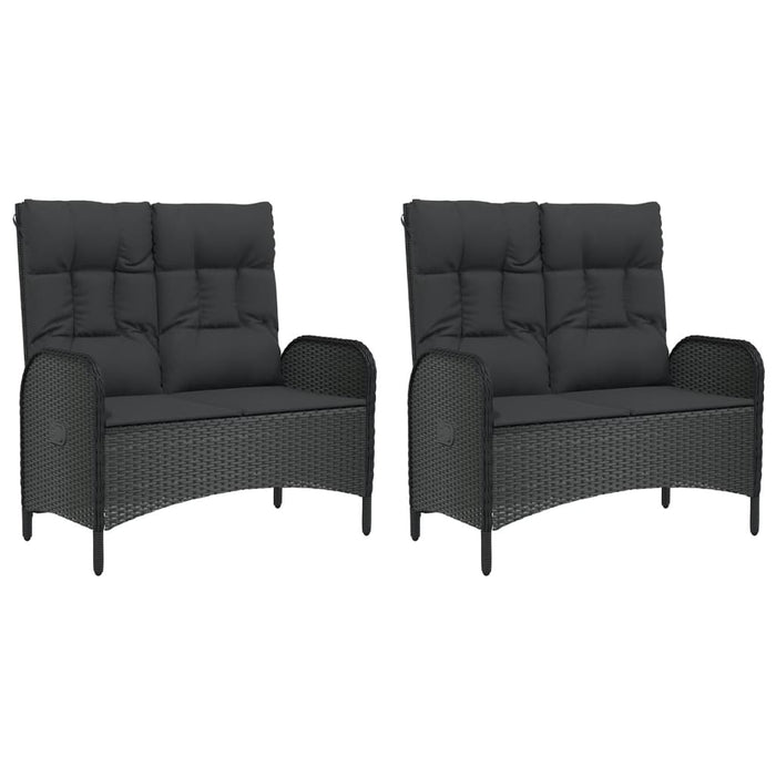 Set mobilier de grădină cu perne, 5 piese, negru, poliratan WALTI