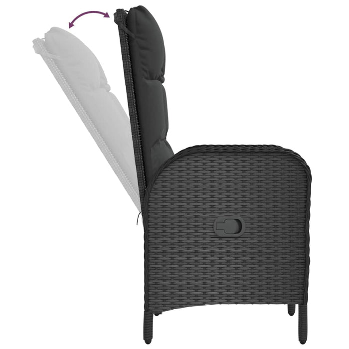 Set mobilier de grădină cu perne, 5 piese, negru, poliratan WALTI